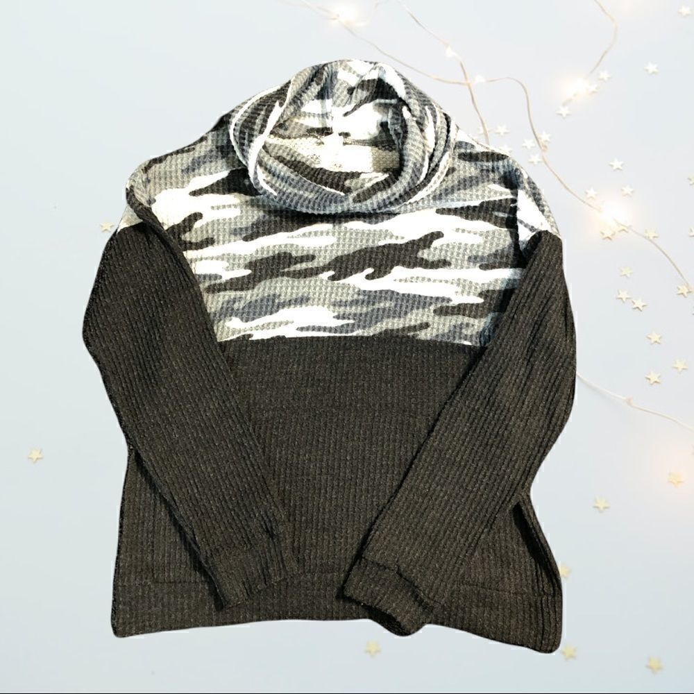 7th ray Grey Cowl Neck Sweater